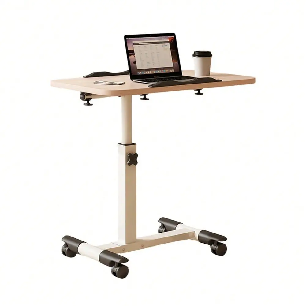 

Table, Mobile Hospital Bedside Table With Tilting Desktop, Adjustable Height Over The Bed Table With Wheels, Rolling Standing L
