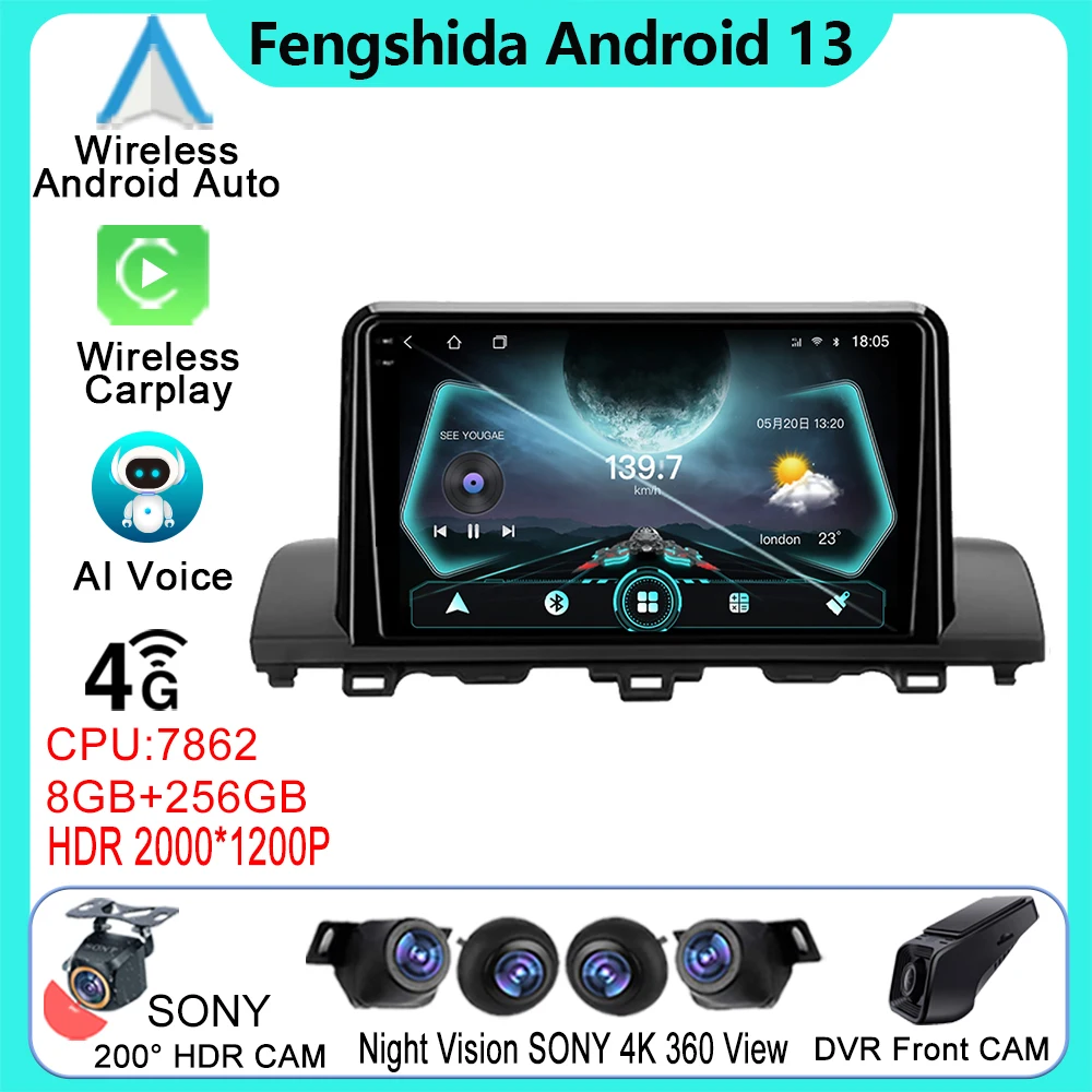 

Carplay Android Auto For Honda Accord 10 CV 2017 - 2021 Car Radio Player Multimedia Navigation Recorder Head Unit Autoradio WIFI