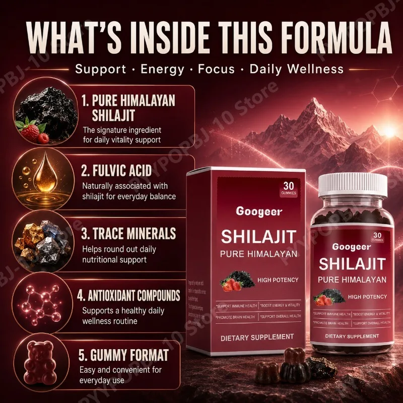 

Googeer Shilajit Gummies Pure Himalayan High Potency Supports Immune Health Brain Health Daily Wellness 30 Gummies