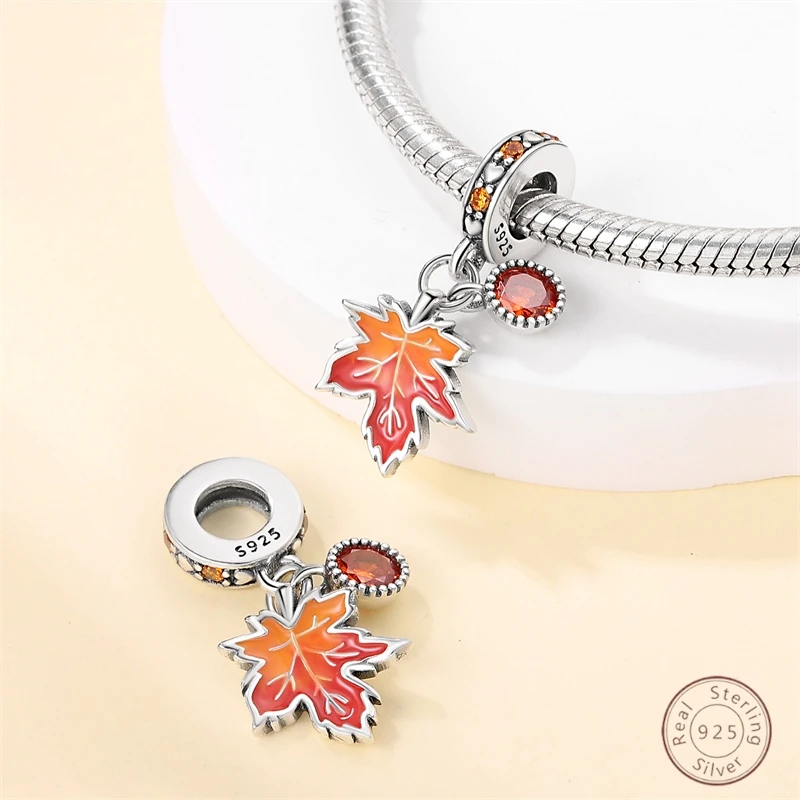 حار 100% 925 فضة مابل ليف تألق زركونيا خرز تميمة 3 مللي متر لتقوم بها بنفسك عطلة غرامة مجوهرات صنع الهدايا #2