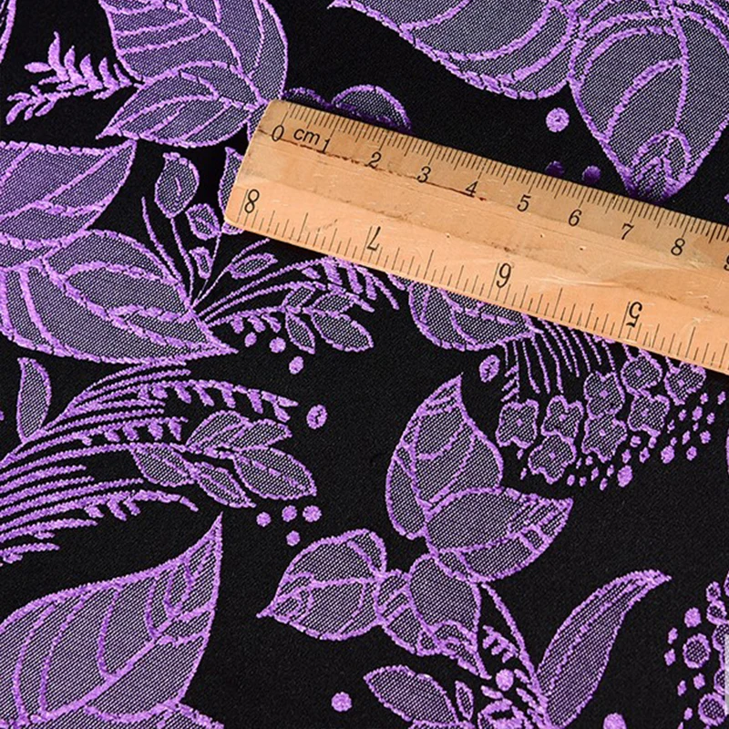 Good  Purple Brocade Fabric Floral Embroidery Jacquard Fabric Sewing Material Diy Women Cheongsam Clothing Wide 115cm