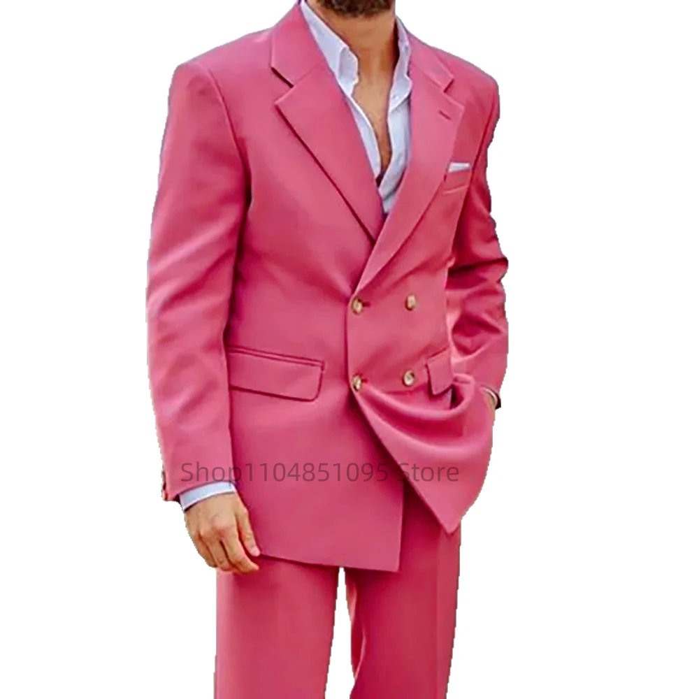 

Новый стильный модный свадебный костюм, деловые мужские костюмы с лацканами, двубортный пиджак, брюки, деловой мужской костюм