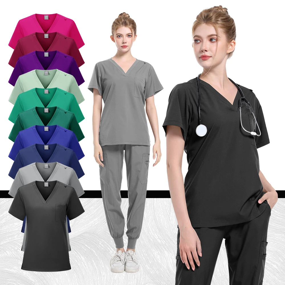 

Beauty top + Pants Medical uniform Surgical Scrub set Short sleeve Pet shop Doctor nurse care uniform Women's overalls scrub set