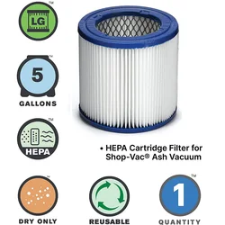 9032933 Ash Vacuum Cleaner HEPA Cartridge Filter, Stops Ultra Fine Dust (1-Pack)