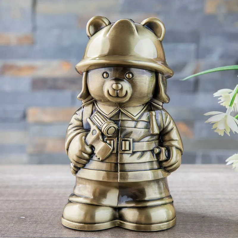 Metal  money box saving box  That Can Be Put In And Taken Out, Cute Firefighter, Anti-drop Piggy Bank, Children's Gifts