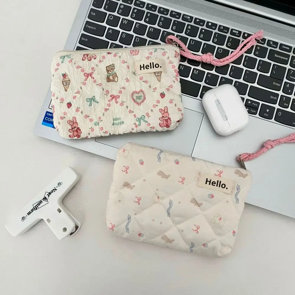 Cute Quilted Cotton Coin Purses Large Capacity Mini Coin Wallet Cartoon Storage Bag