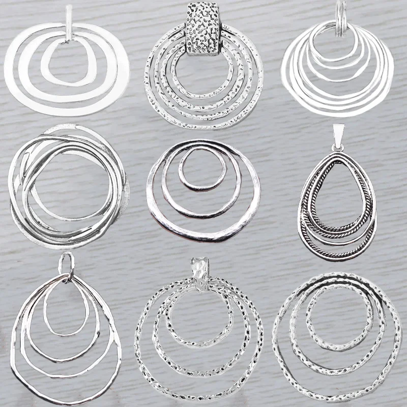 3 X Hollow Open Large Irregular Round Circles Charms Pendants for Necklace Jewelry Making Findings 63x60mm
