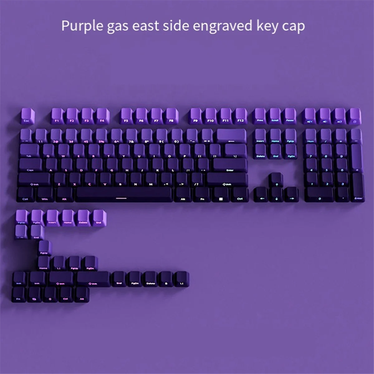 Gradient Purple Double Shot PBT Keycap Backlit Keycap 130 Key Full Keycaps Set for Mechanical Keyboard