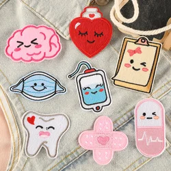 Doctor and Nurse Theme Iron-on Badge Patches for DIY Hole T-shirt Jeans Backpack Clothing Notebook Appliques Decor Sticker