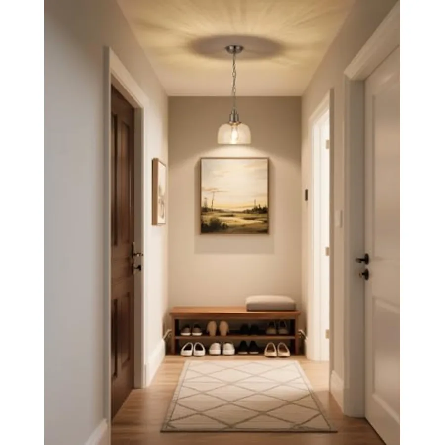 Modern Farmhouse Pendant Industrial Hanging Fixture 9.-inch Finish with Clear Glass Shade PDA1127-BNK