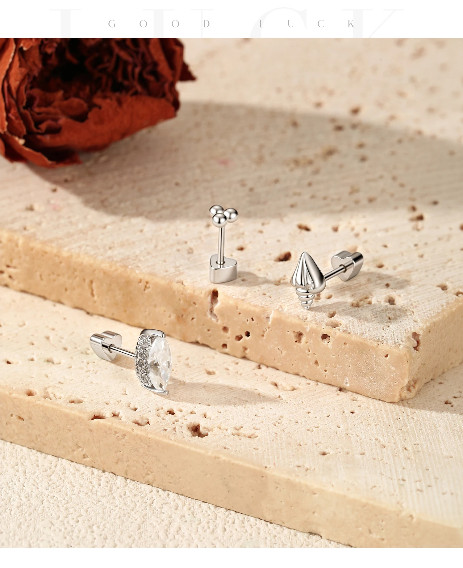 MODIAN 1PC D Moissanite Cartilage Stud 925 Sterling Stapelbare Schraub-Ohrstecker in mehreren Formen für Frauen Urlaubsschmuck – Detail 21
