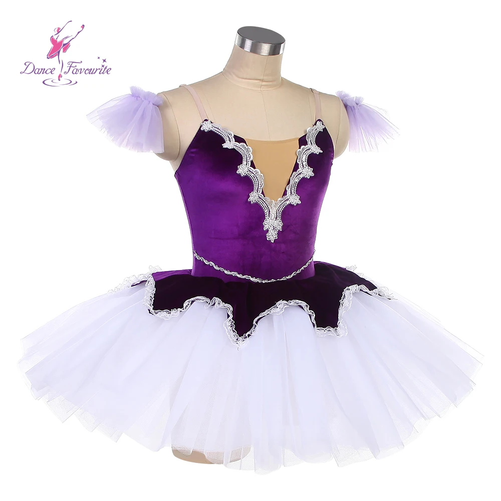25002 Fioletowy aksamitny top z białym tiulowym baletem Tutu Kostiumy do tańca Tutu Kostium do tańca