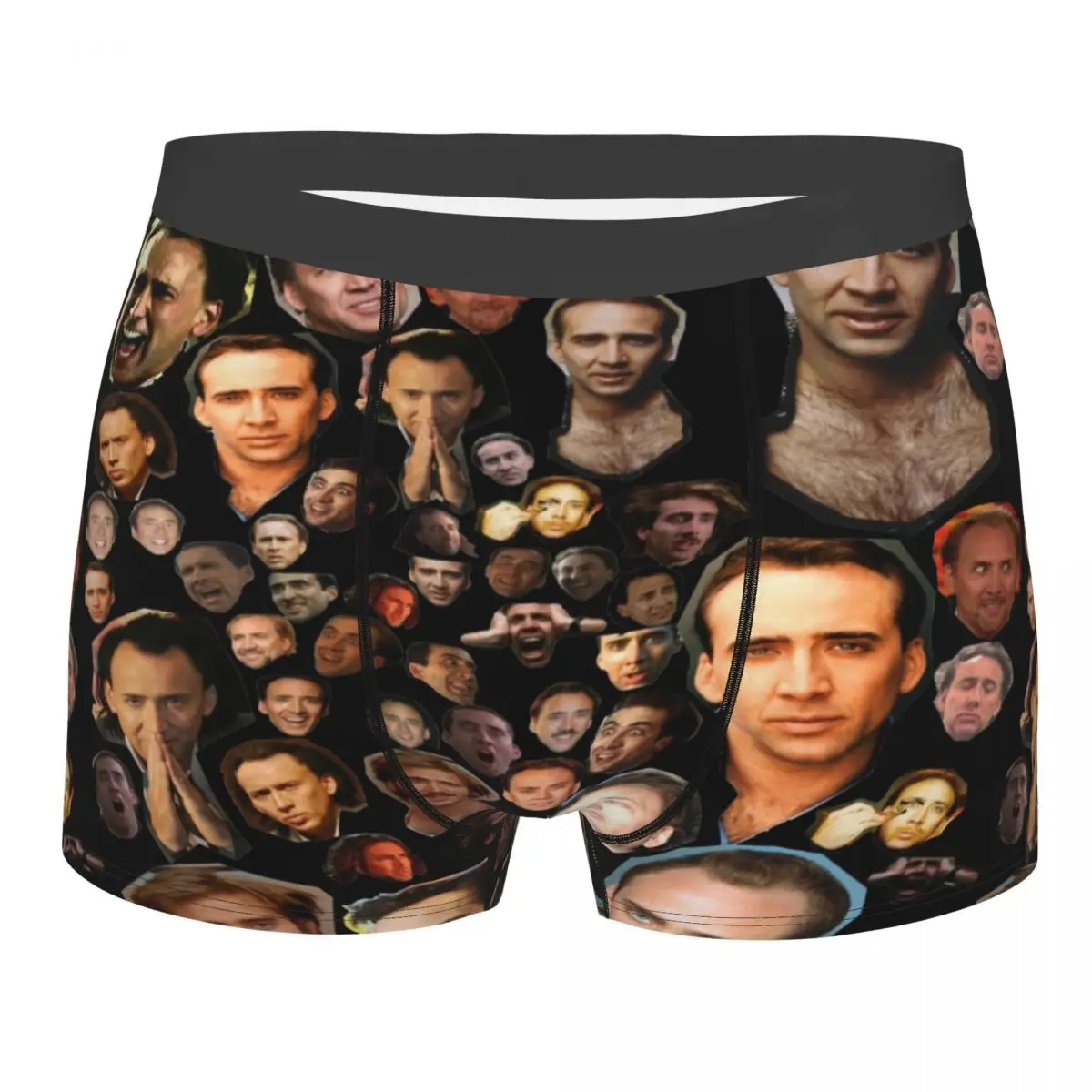 Men Nicolas Cage Faces Collage Boxer Shorts Panties Breathable Underwear Male Humor Plus Size Underpants