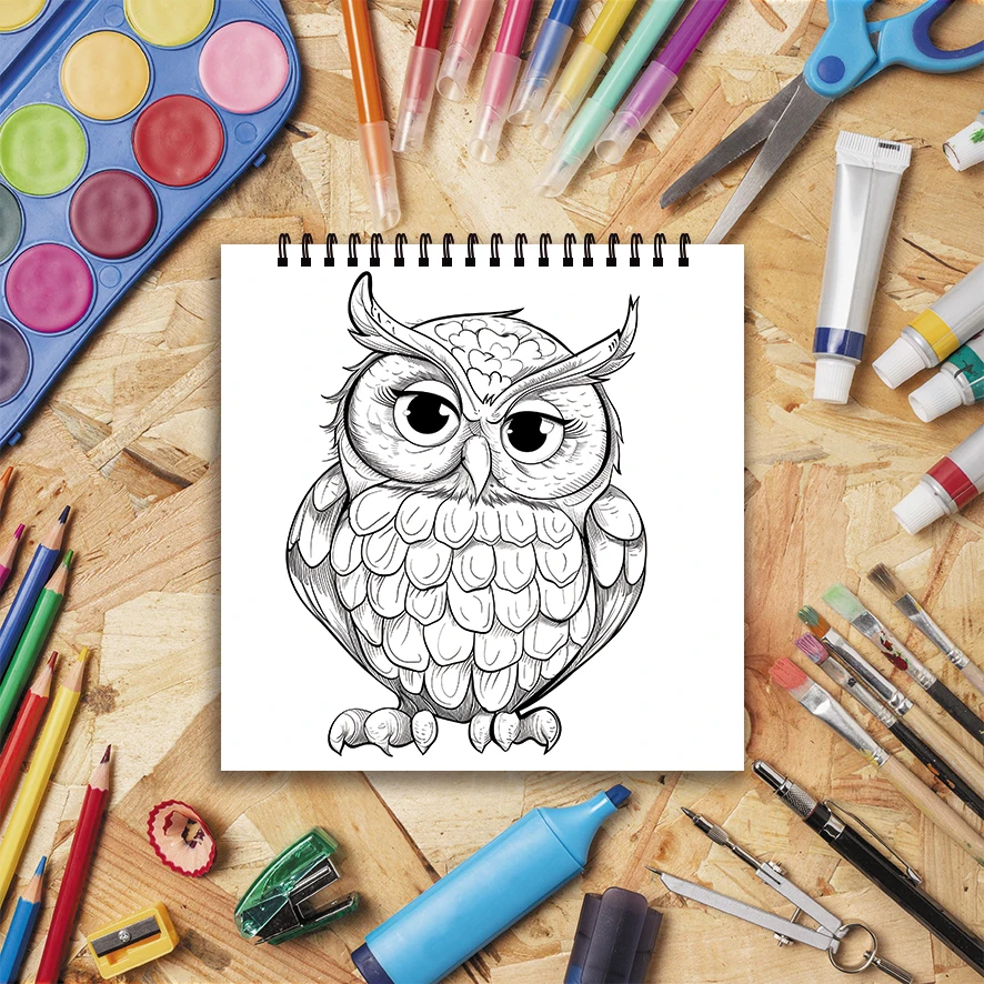 Owl Adult Coloring Book 22 Pages 8.27x8.27 Inch Perfect Gift for Stress Relief