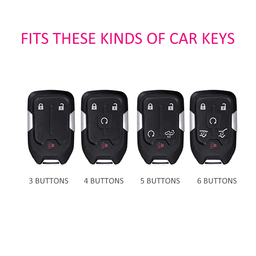 Car Key Fob Case Cover Keychain For Chevrolet Silverado 1500 2500 Tahoe Suburban GMC Yukon Terrain Sierra Acadia Metal Leather view 2
