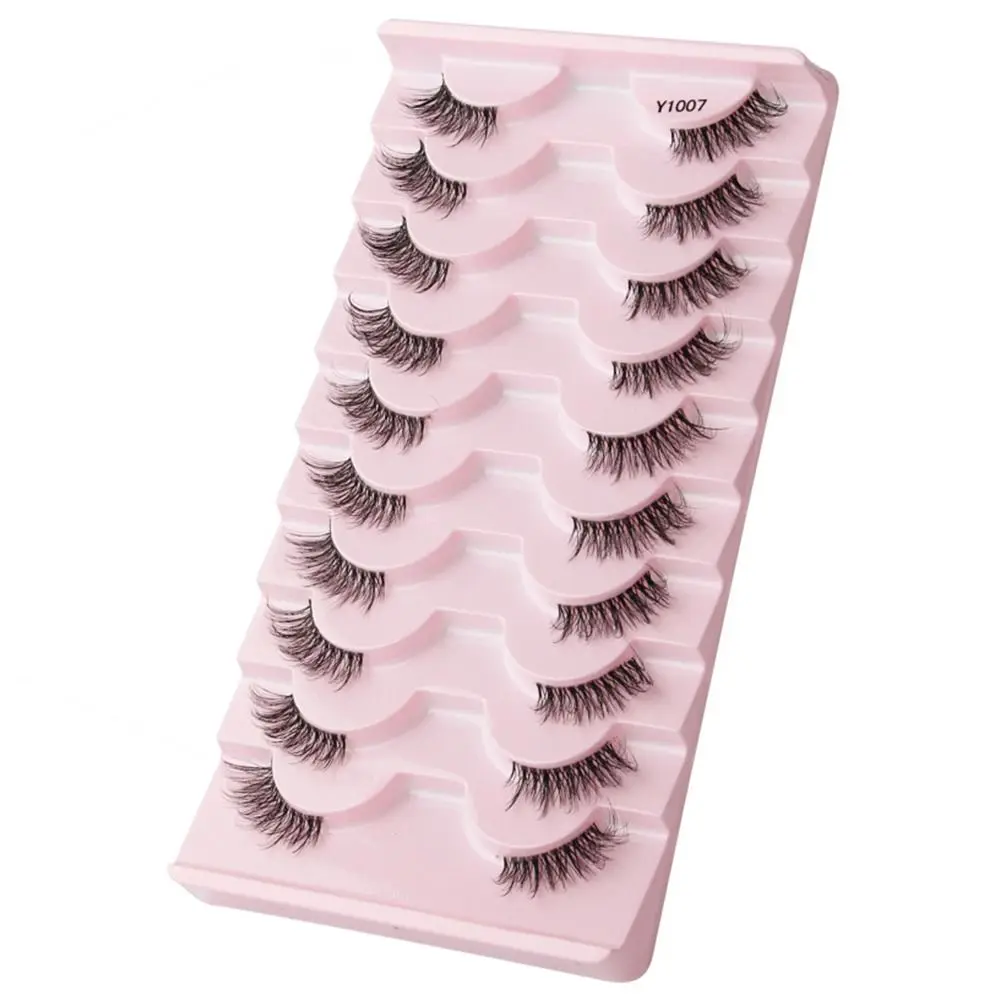 10 Pairs Natural Look Accent Corner Lashes Faux Mink Lashes False Eyelashes Cat Eye with Clear Band Half Lashes