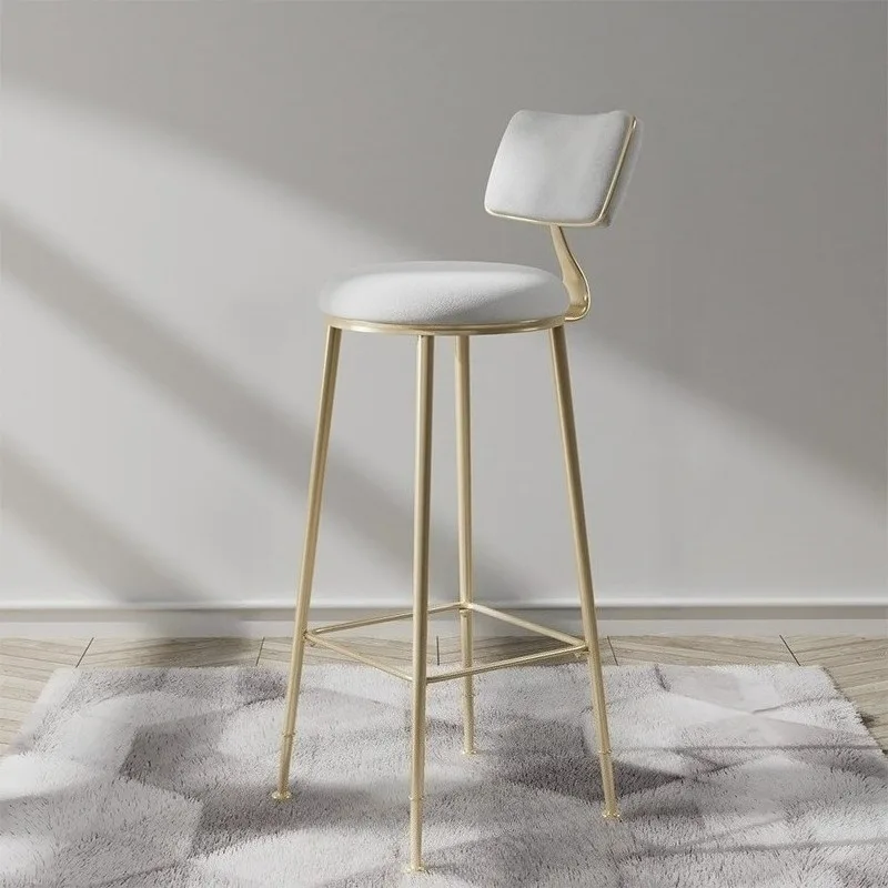 

Nordic Simple Bar Stool Ironwork Vintage Aesthetic High-legged Chairs Anti-slip Base Soft Luxury Art Commercial Bar Furniture
