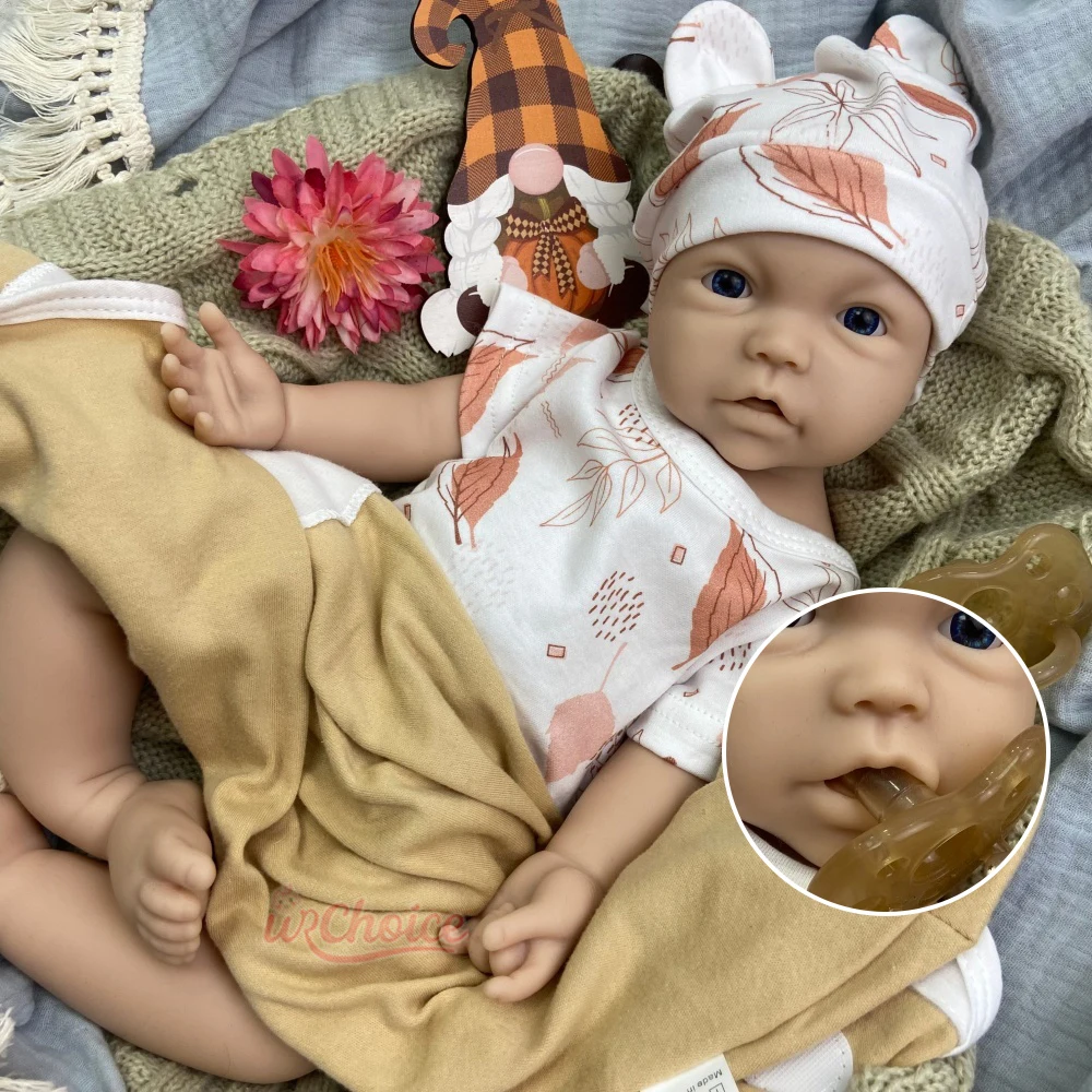 Realistic 18Inch Soft Silicone Reborn Doll Can Use Pacifiers Handmade Comfortable to Hold Doll for Healing Keepsake