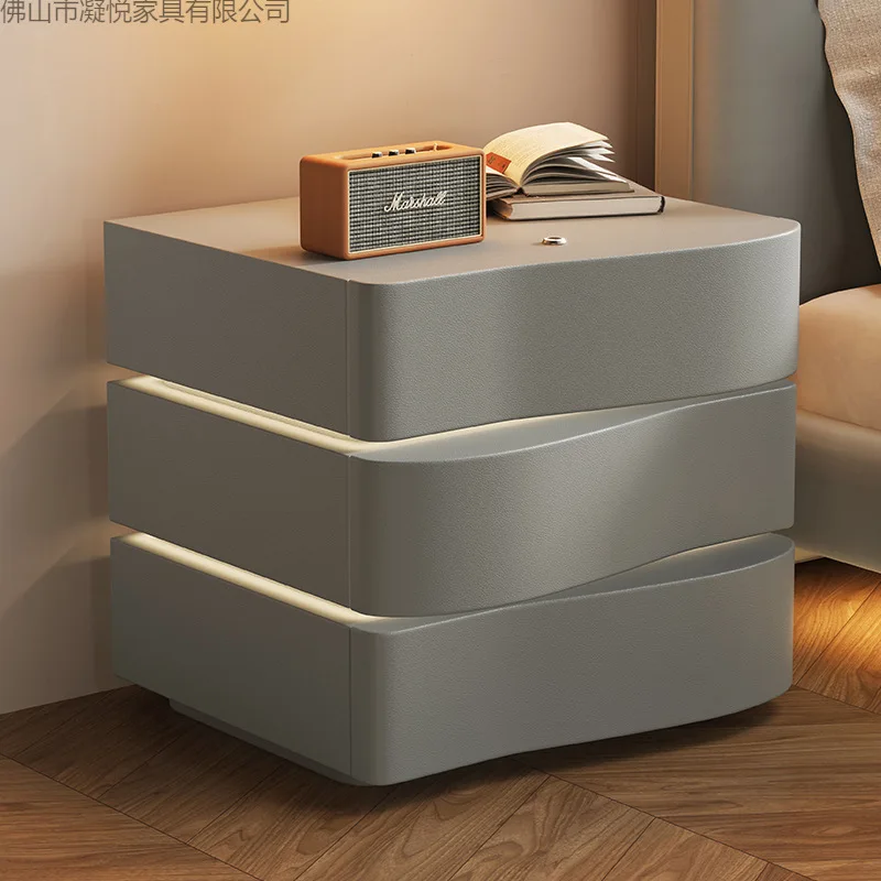 Cream Wind Smart Suspended Bedside Table Household Bedroom Bedside Cabinet Small Solid Wood Storage Cabinet