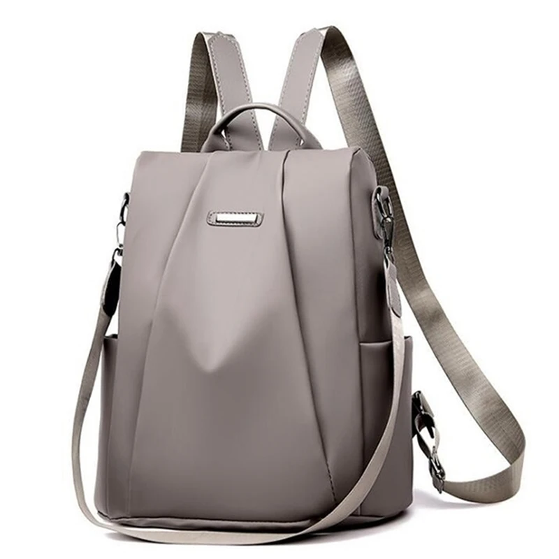 2024 Hot Women\'s Backpack Casual Nylon Solid Color School Bag Fashion Detachable Shoulder Strap