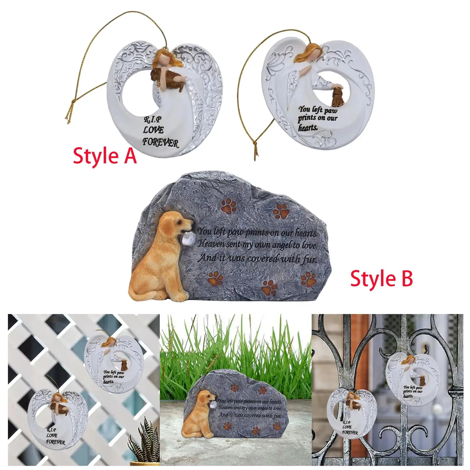 Stone Dog Grave Marker Loss of Dog Gift Memorial Gifts Weatherproof Dog Monument Dog Tombstone for Outdoor Backyard Lawn Patio