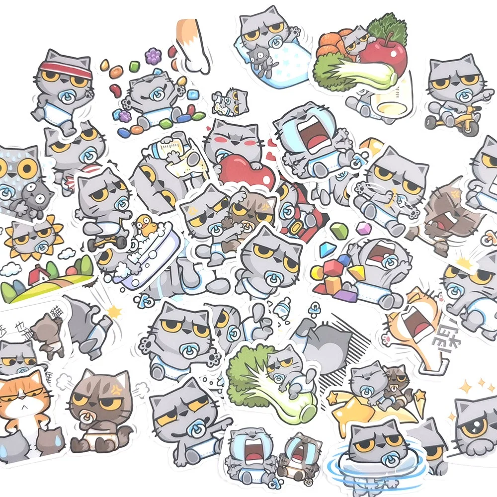40pcs Not Repeat Cute Waterproof  Characteristic Cat Baby Scrapbooking Stickers DIY Craft Sticker Photo Albums Decor Diary Decor