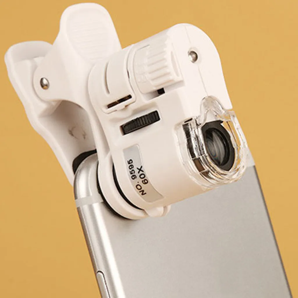 

Hot 60X Mobile Phone Microscope Magnifier with LED Light Phone Universal Mobile Magnifying Glass Macro Lens Zoom Camera Clip