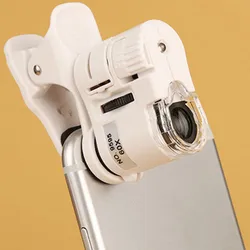 New 60X Mobile Phone Microscope Magnifier with LED Light Phone Universal Mobile Magnifying Glass Macro Lens Zoom Camera Clip