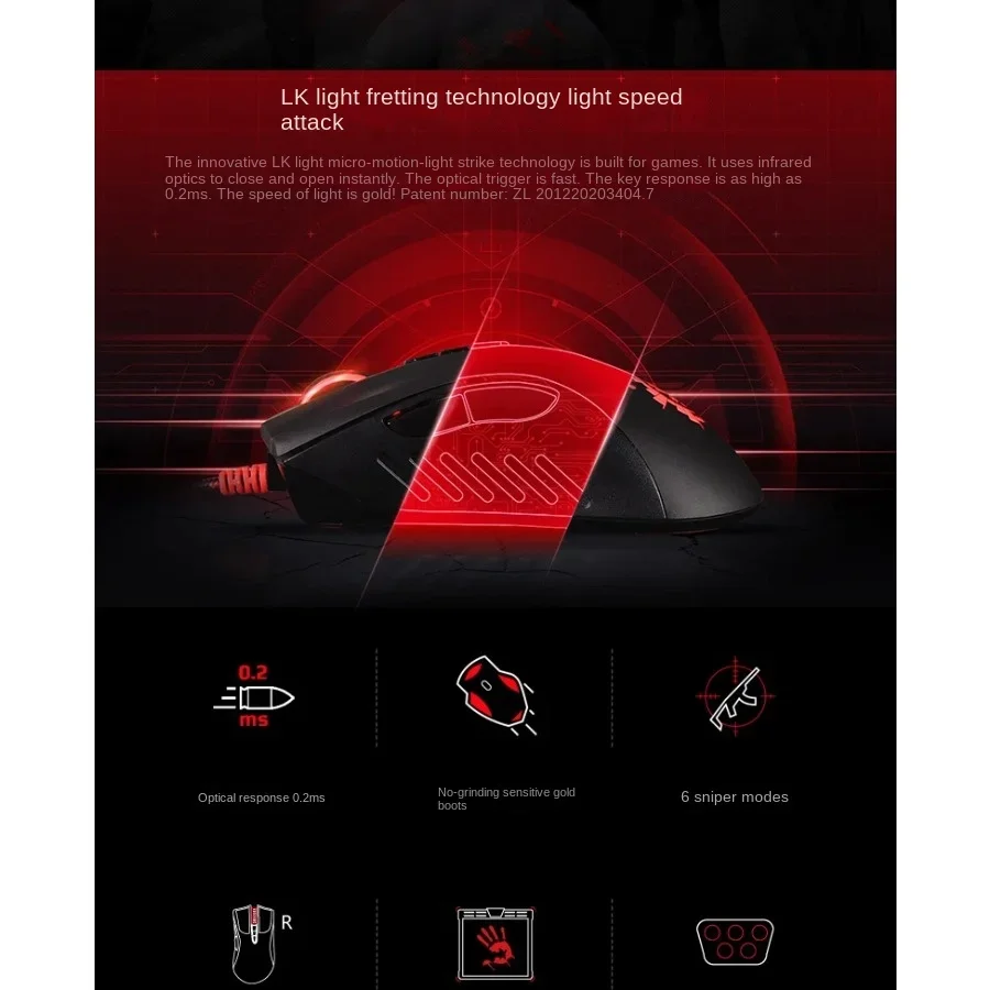 Bloody A91 Gaming Mouse Wired USB Programming Right Hand Counterweight RGB Block Light Strike1Khz Esports mouse gamer 4000dpi