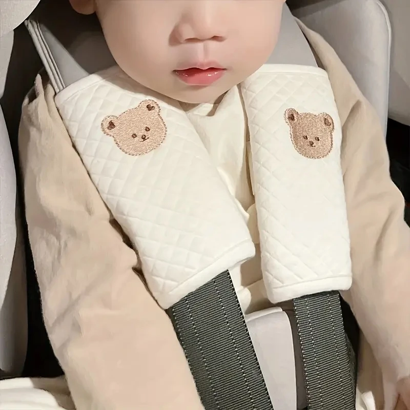 INS Baby Car Seat Shoulder Straps Cartoon Bear Car Shoulder Straps Stroller Strangler Strap Cover