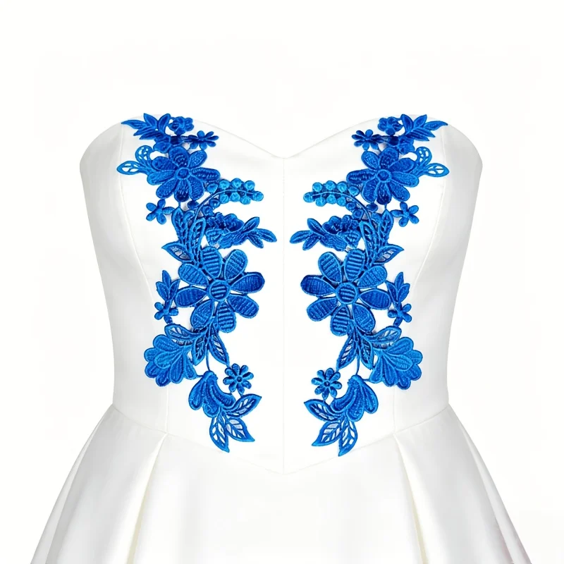 2 pares de decoraciones florales de encaje de alta calidad, disponibles en varios colores. Adecuado para vestidos de novia, vestidos de damas de honor