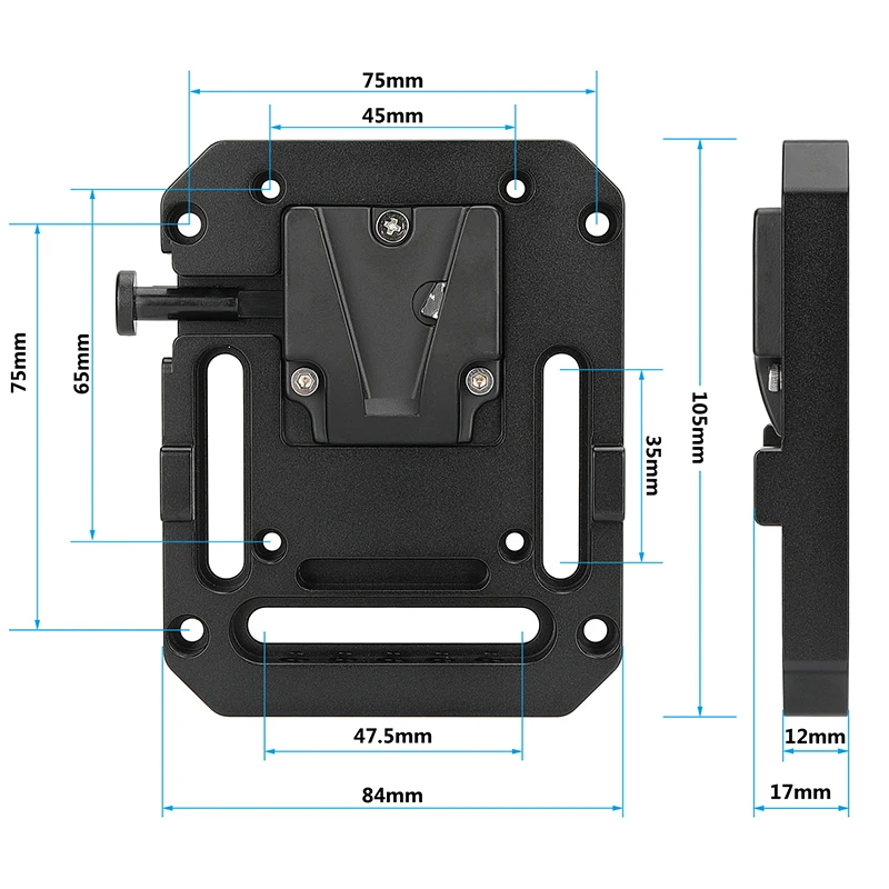 HDRIG Mini V Mount Female Adapter Quick Release With VESA Mount 75×75mm & 1/4\