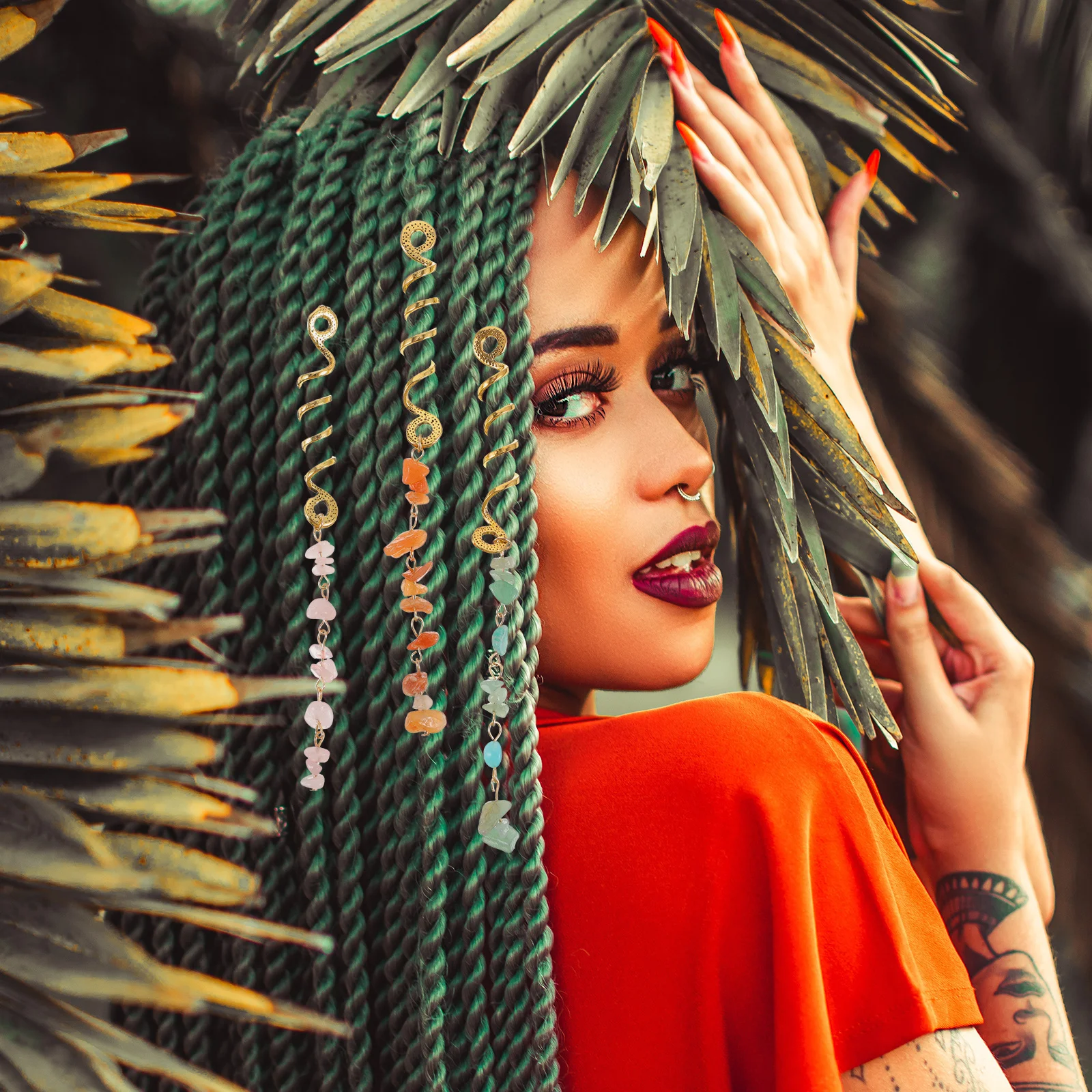 

6Pcs Braid Hair Charms Stone Dreadlock Beads Stylish and Versatile for Multiple Uses Dreadlock Pendant Hair Decorations