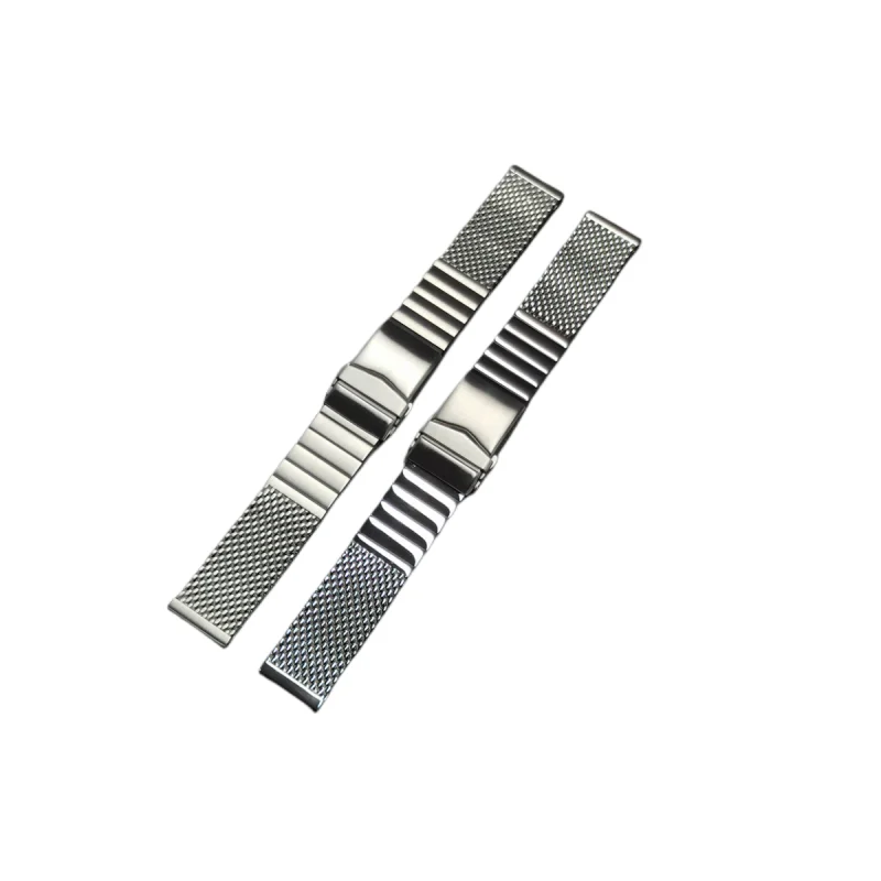 

20MM 22MM New High-quality High-grade Thickened Black Silver Stainless Steel Polished Brushed Quick-release Bamboo Watch Strap