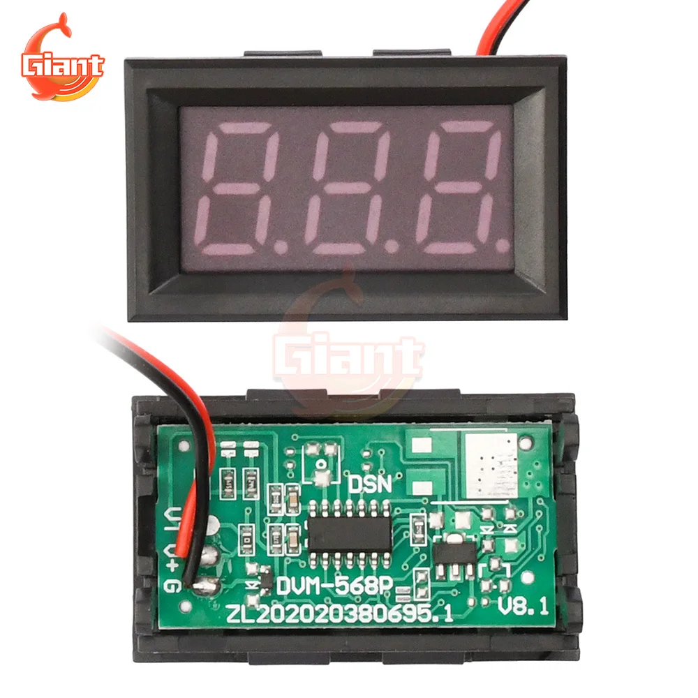 0.56 inch Two-wire Voltmeter DC 4.5V to 30V Digital Voltmeter LED Voltage Panel Meter Three Digit Display Voltage Monitor Tester