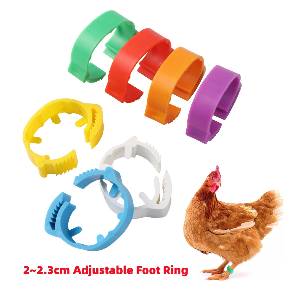 Inner Diameter 2~2.3cm Adjustable Chicken Foot Ring 7 Colors Poultry Leg Farm Identification Marker Tool for Chicken Duck 35Pcs