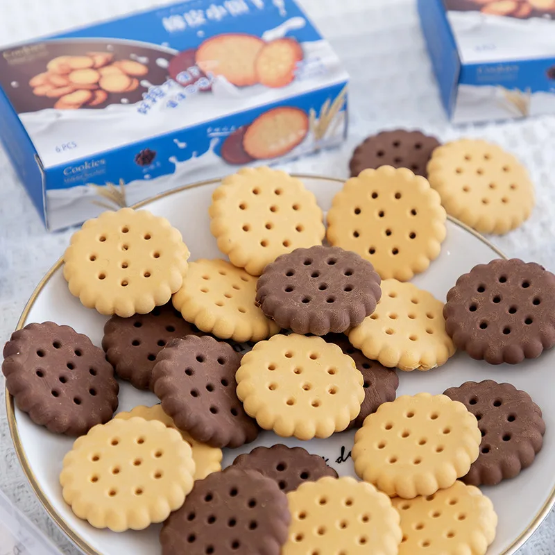 Borrador de galletas de Chocolate de simulación linda de dibujos animados, forma de galleta creativa, papelería de aprendizaje, regalos para niños, nuevo, 1 caja