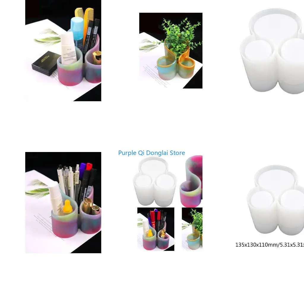 L21E Cosmetic Holder Storage Box Shiny Silicone Cup Mold for Epoxy Resin Crafts