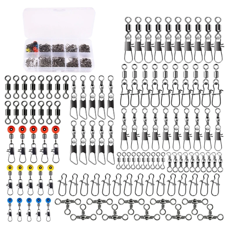 

115Pcs Fishing Swivels Accessories Slides Bearing Swivels Dropship