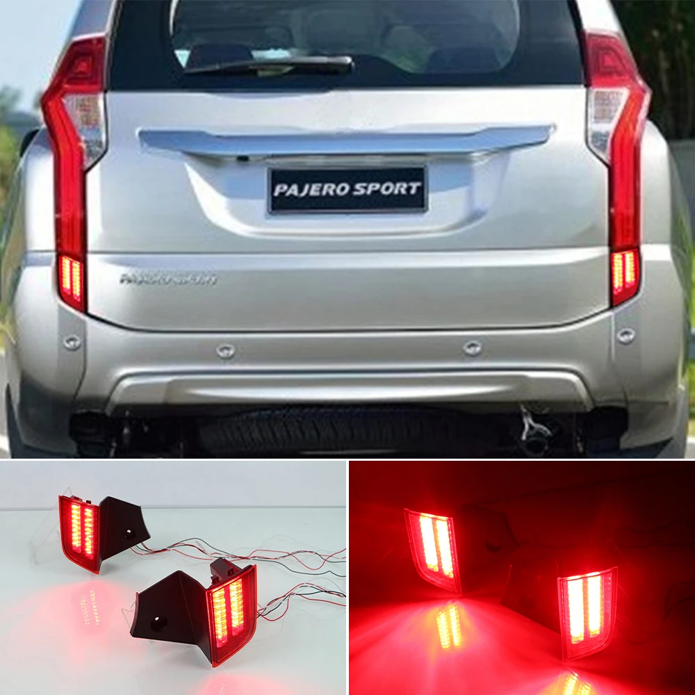 Nice 2Pcs Reflector For Mitsubishi Montero Pajero Sport 2015 2016 2017 2018 Car LED Rear Fog Lamp Bumper Light Brake Light