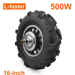 Brushless Gear Deceleration Hub Motor Wheel for Electric Garden Farm Cart, High Torque, 16 Inch Tractor Tire, 500W