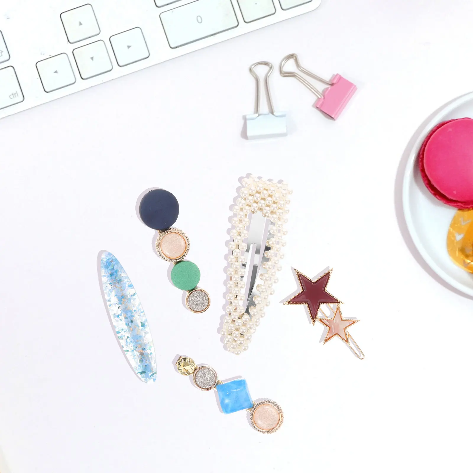 

5Pcs Crystal Hair Clips Set Stylish Snap Barrettes Durable Vivid Color Lightweight Women Girls Gift Hair Accessories