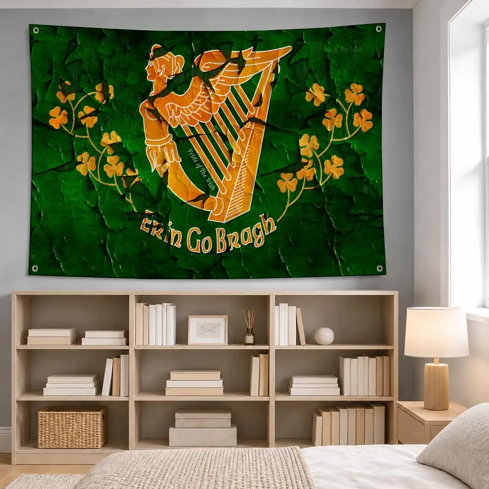 Country Ireland Flag Irish Harp Erin Go Bragh Flags wall flag fabric hanging flag room decor apartment living room photo corner