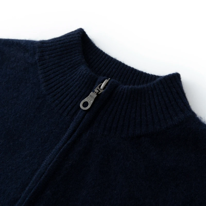 CHICUU Men's 100% Cashmere Sweater Zipper Pullover Mock Neck Long Sleeve Basic Cashmere Knitwear Autumn Winter Clothing Tops