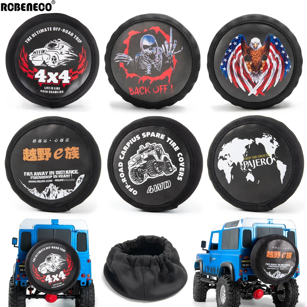 MIBIDAO 1/10 RC Crawler Leather Spare Tire Cover Anti Dust Cover for TRX4 TRX6 D90 Axial SCX10 90046 Capra GEN8 Wraith