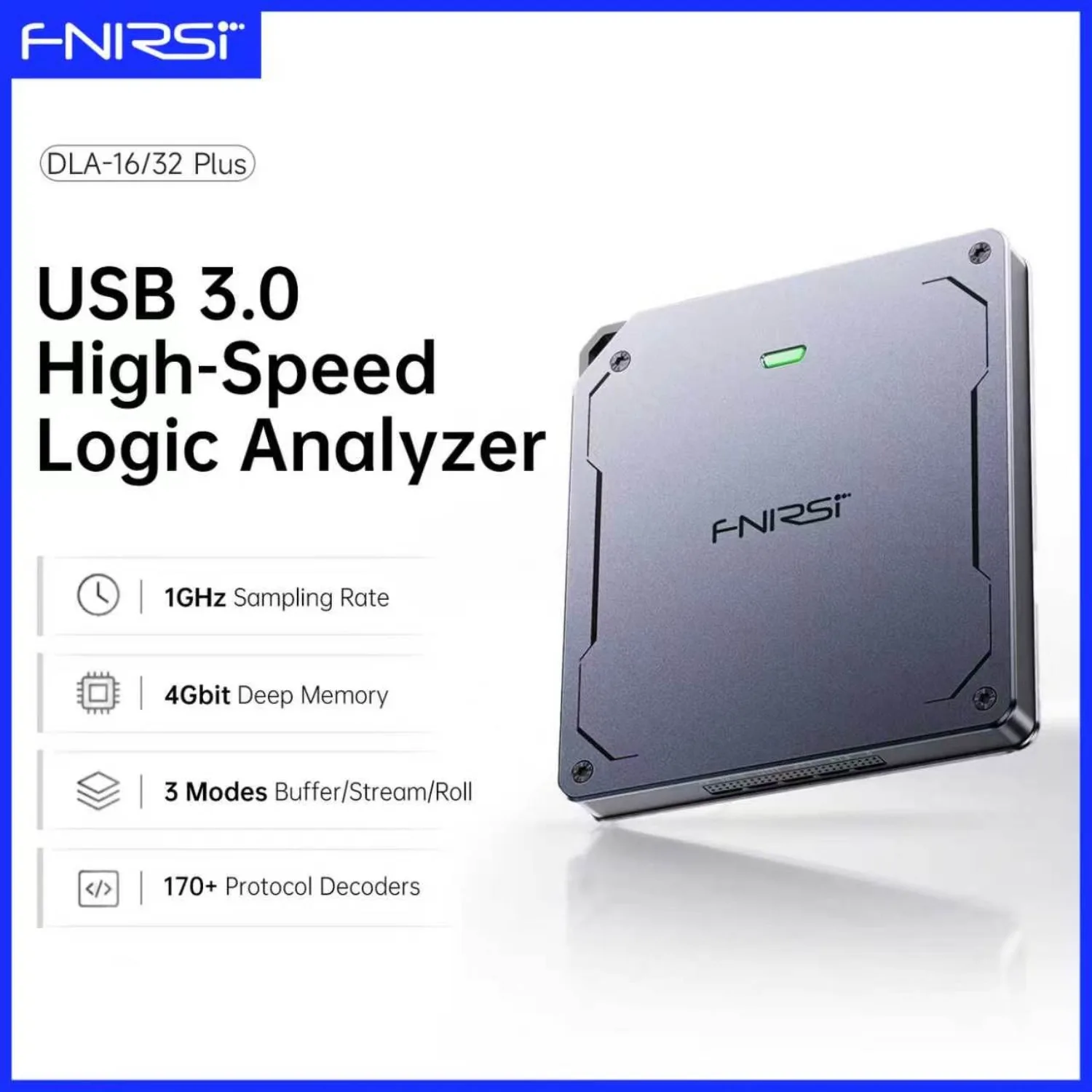 FNIRSI DLA-16/32 Plus USB3.0 Logic Analyzer 16/32 Channel 1GS/s Sampling Rate 120+ Protocol Decoder Digital Debug Test Tool