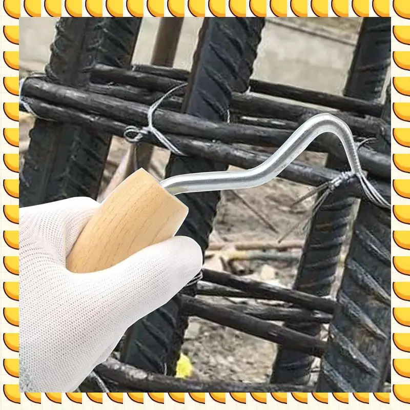 BAAU Rebar Twister With Wooden Handle Concrete Iron Wire Tie Twister Tool Hand Steel Tie Tool For Fence Twisting 4 Pack