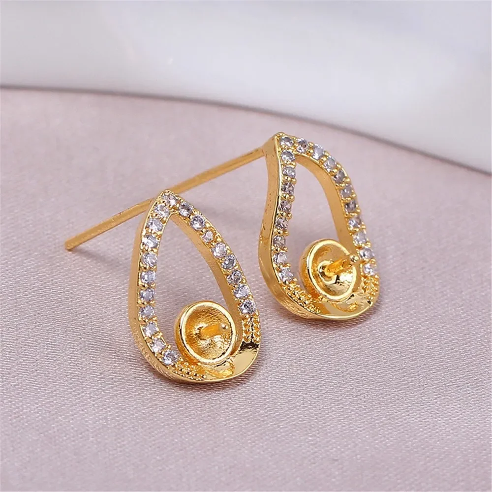 

Gold Plated Pearl Earring Settings, DIY Jewelry Making Supplies, Blank Ear Stud Bases for Handmade Accessories, 1pair No Pearl