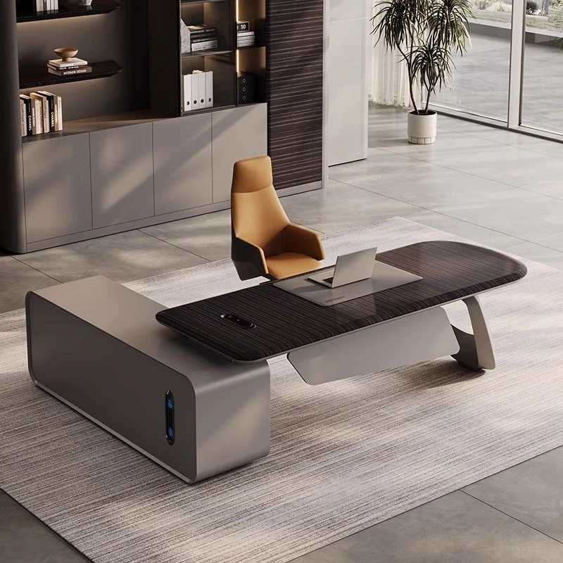 Modern Italian Style Executive Desk,Luxury Office Desk for CEO & Manager,Wooden Computer Desk,Minimalist Workstation,Boss Desk