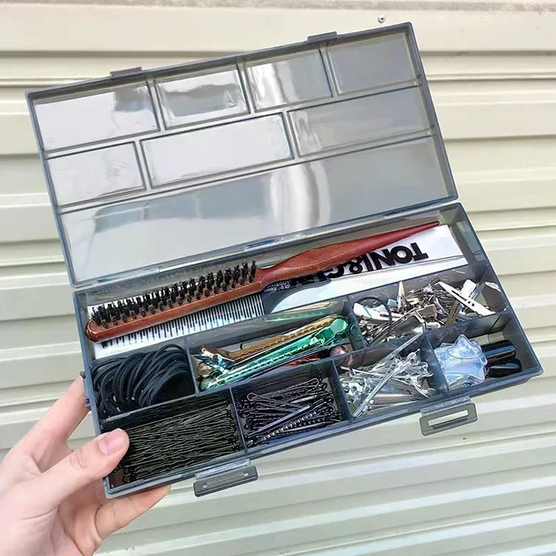 กล่องเก็บอุปกรณ์ตัดผม กล่องเก็บกิ๊บติดผม หวี กล่องจัดระเบียบหลายช่อง อุปกรณ์เสริมสำหรับช่างทำผม